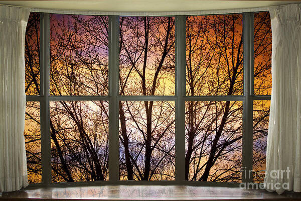 'window Canvas Wraps' Poster featuring the photograph Sunset Into the Night Bay Window View by James BO Insogna