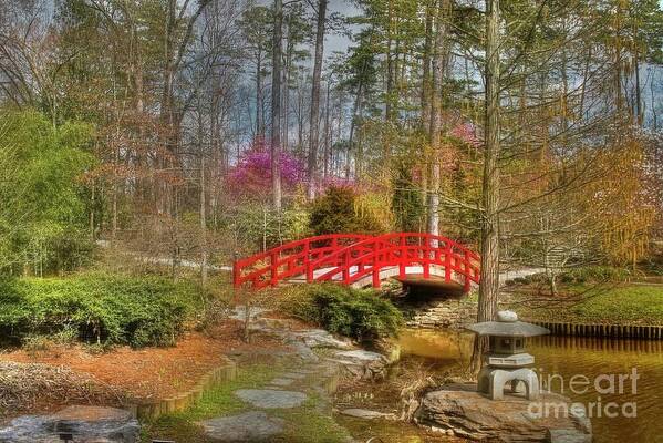 Sarah P. Duke Gardens Poster featuring the photograph A Bridge to Spring by Benanne Stiens