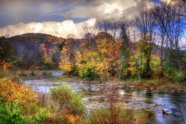 Autumn Poster featuring the photograph Autumn River in Vermont by Joann Vitali