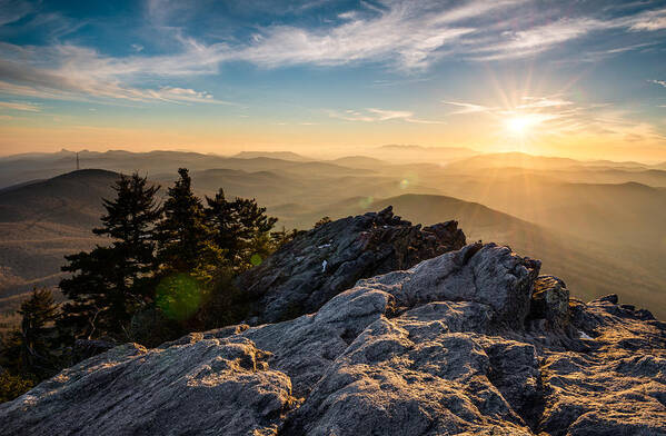 Grandfather Mountain Poster featuring the photograph Grandfather Mountain Sunset Blue Ridge Parkway Western NC by Dave Allen