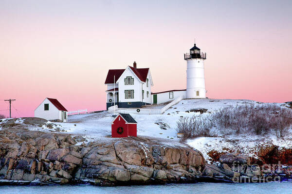 Cape Neddick Light Poster featuring the photograph Nubble Glow by Susan Cole Kelly