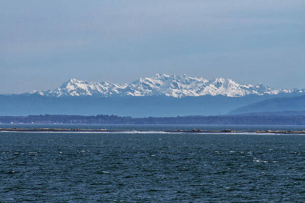 Olympic Mountains Poster featuring the photograph Olympic Mountains with Grays Harbor by Cheryl Day