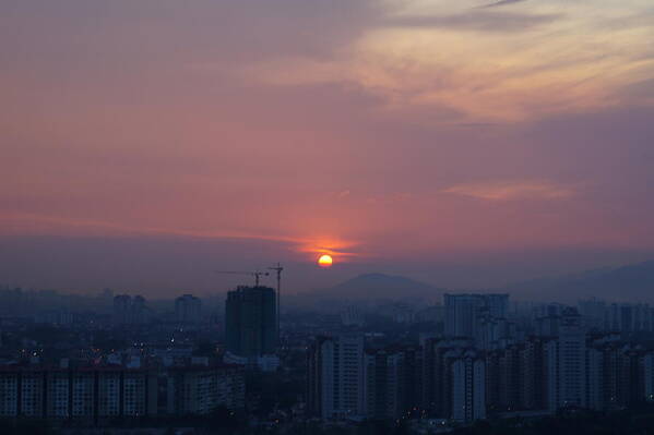 Sunset Poster featuring the photograph Orange Sun by Faashie Sha