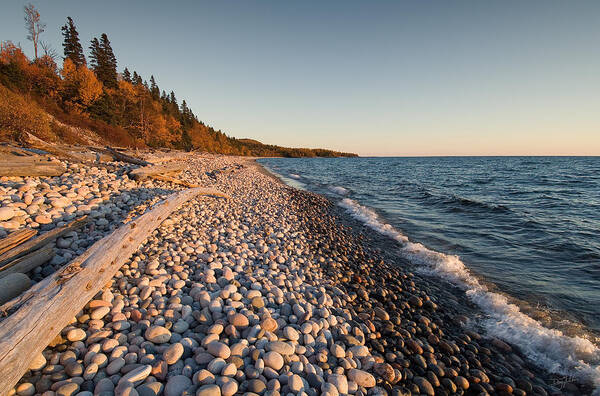 Lake Superior Poster featuring the photograph Pebble Beach Autumn  by Doug Gibbons