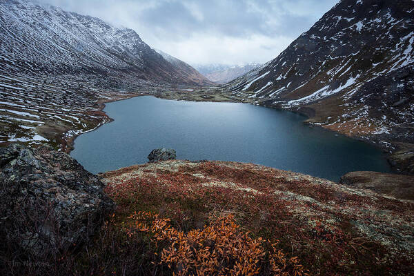 Alaska Poster featuring the photograph Ship Lake in Autumn Sleet by Tim Newton