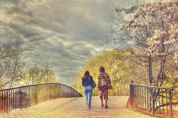 Boston Poster featuring the photograph Tree Lined Footbridge - Fairfield Street Bridge - Boston by Joann Vitali