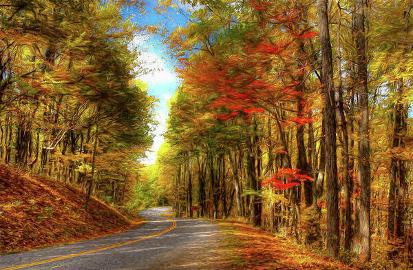 North Carolina Poster featuring the painting Vivid Autumn in the Blue Ridge Mountains AP by Dan Carmichael