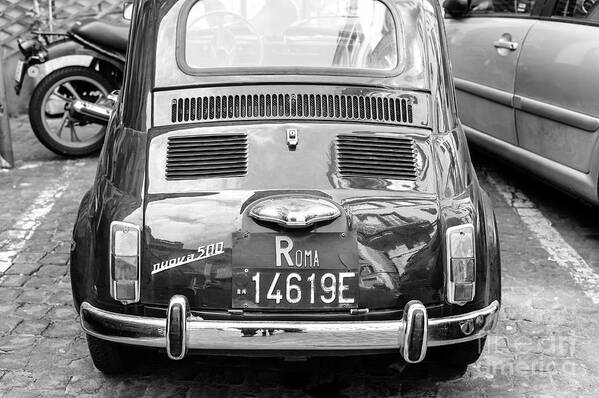 1957 Fiat Nuova 500 In Rome Poster featuring the photograph 1957 Fiat Nuova 500 in Rome by John Rizzuto