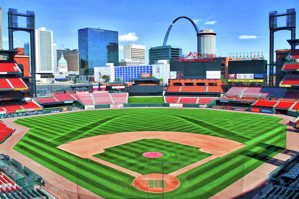 Busch Stadium Poster featuring the painting Busch Stadium St Louis Cardinals Baseball Ballpark Stadium by Christopher Arndt