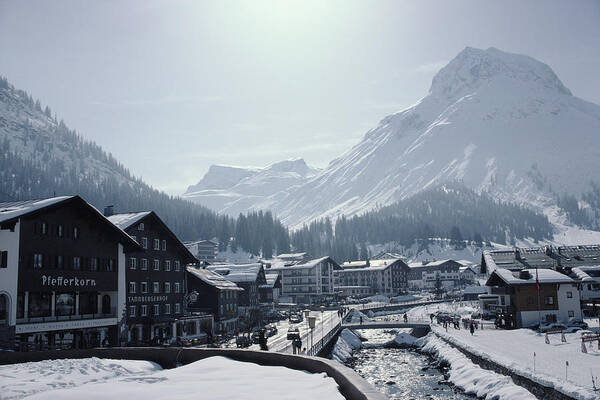 Snow Poster featuring the photograph Main Street In Lech by Slim Aarons