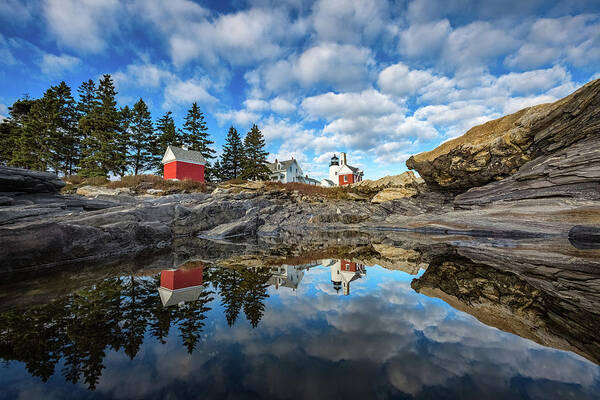 Bristol Poster featuring the photograph Perfect Reflections - Pemaquid Point Light by Robert Clifford