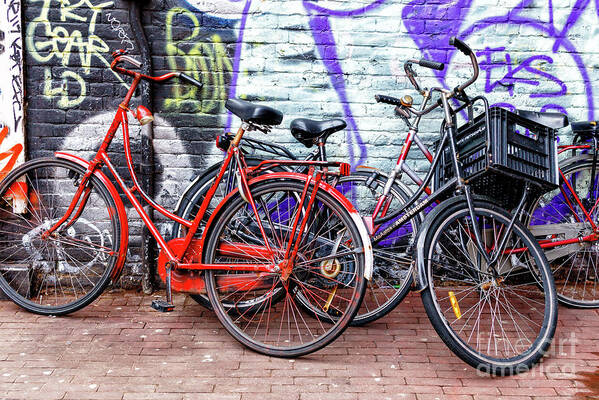 Pile Of Bikes Poster featuring the photograph Pile of Bikes in Amsterdam by John Rizzuto
