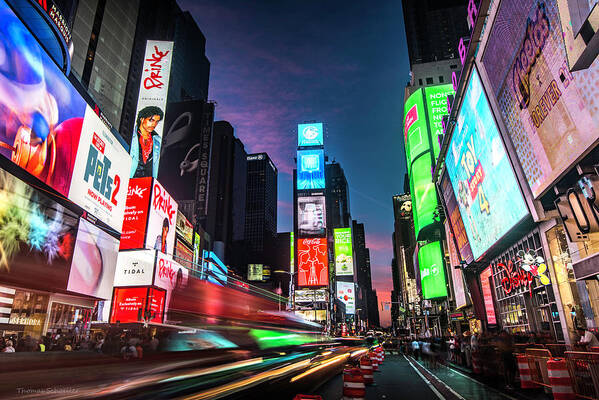 Time Square Poster featuring the photograph Sunset over Broadway by TS Photo