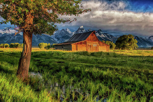 Moulton Barn Poster featuring the painting Grand Teton National Park Moulton Barn by Christopher Arndt