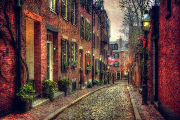 Boston Poster featuring the photograph Acorn Street Beacon Hill - Boston #1 by Joann Vitali