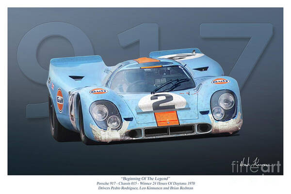 Porsche917 Poster featuring the painting Beginning Of The Legend by Mark Karvon