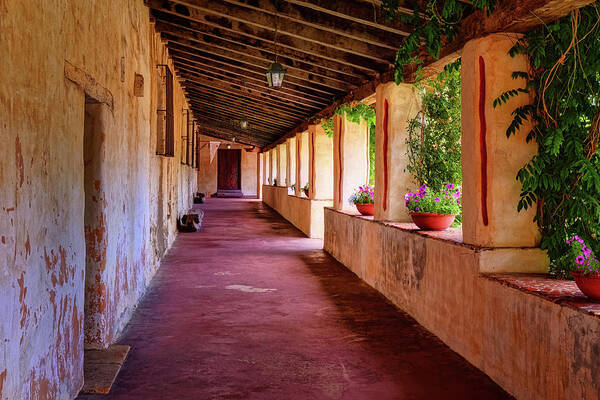 Carmel Poster featuring the photograph Carmel Mission Cloister by Thomas Hall