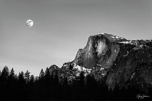 Yosemite Poster featuring the photograph Half Dome in Black and White by Gary Johnson