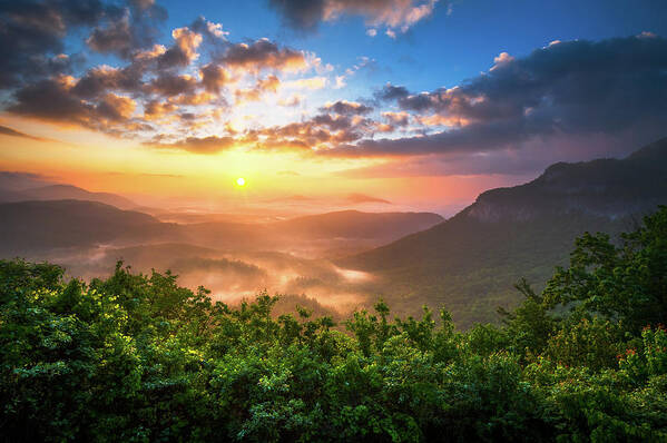 Sunset Poster featuring the photograph Highlands Sunrise - Whitesides Mountain in Highlands NC by Dave Allen