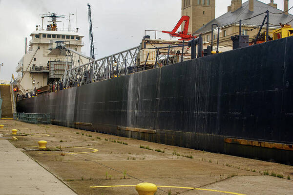 Canada Poster featuring the photograph Lake Freighter in the MacArthur Lock by Deb Beausoleil