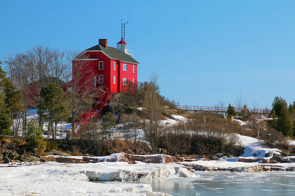 Landscape Poster featuring the photograph Marquette Harbor Lighthouse by Deb Beausoleil