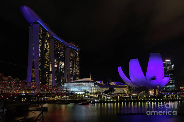 Marina Bay Poster featuring the photograph Singapore Lights by Rebecca Caroline Photography