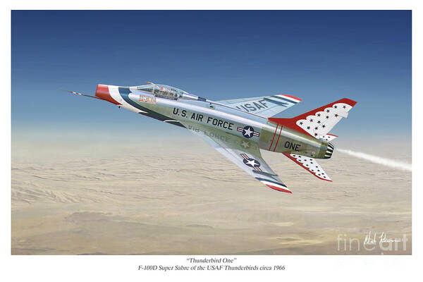 Aviation Art Poster featuring the painting Thunderbird One by Mark Karvon