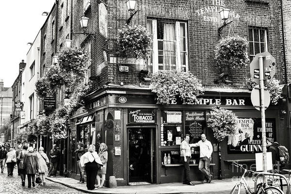 Vintage Temple Bar Days Poster featuring the photograph Vintage Temple Bar Days Dublin by John Rizzuto