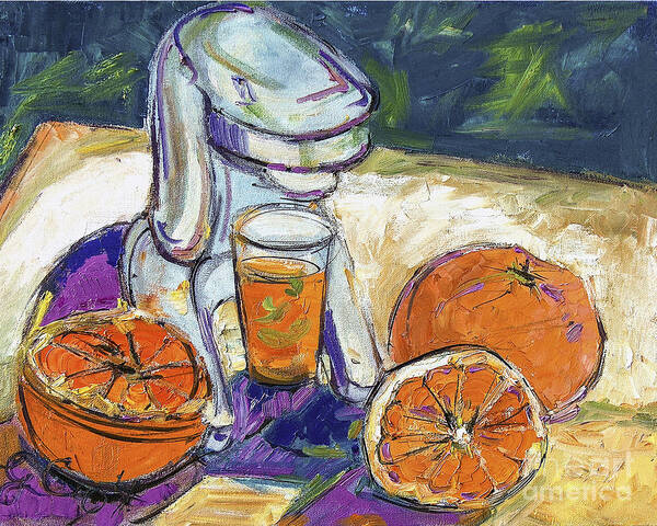 Still Life Poster featuring the painting Oranges and Juicer Still Life by Ginette Callaway
