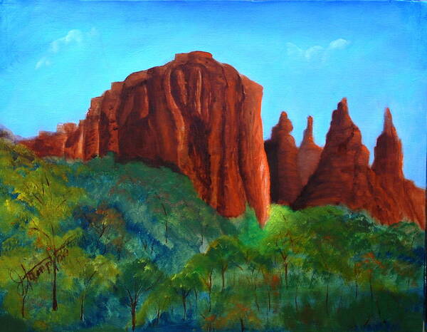 Arizona Poster featuring the painting Sedona Red Rocks by Jack Hampton