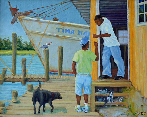 Shem Creek Poster featuring the painting Shem Creek Docks Week End by Dwain Ray