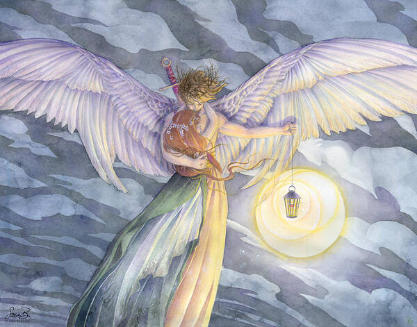 Angel Poster featuring the painting The Protector by Sara Burrier