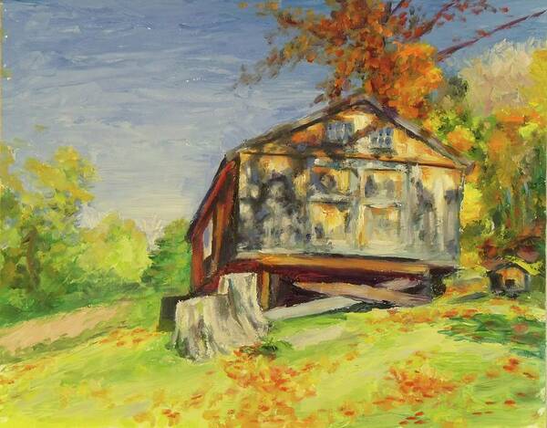 Landscape Poster featuring the painting Converted Barn Orrs Mill NY by Nicolas Bouteneff