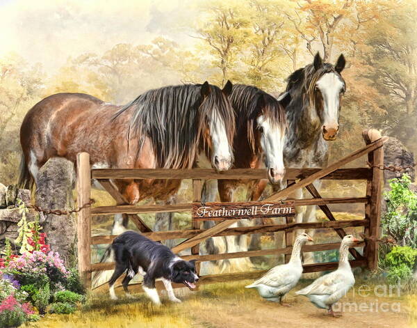 Clydesdale Poster featuring the digital art Featherwell Farm by Trudi Simmonds