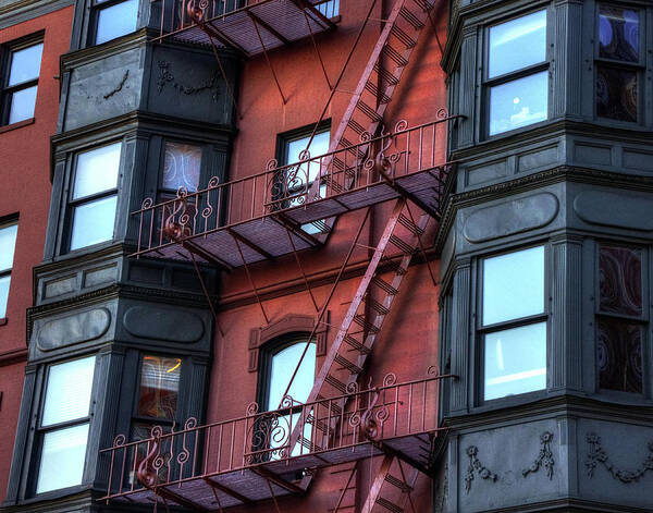 Boston Poster featuring the photograph Brownstone with Iron Fire Escapes - Boston by Joann Vitali