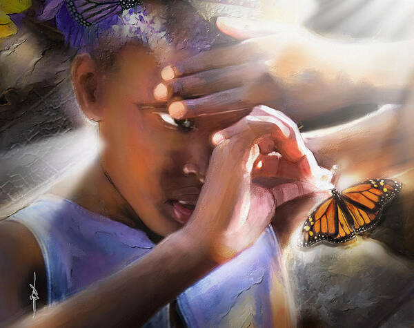 Butterfly Poster featuring the painting My Little Butterfly by Bob Salo