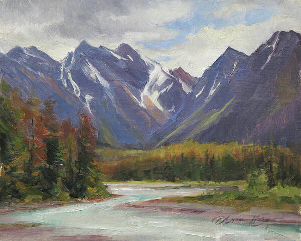Plein Air Poster featuring the painting June Drama, Jasper National Park, Canada by Anna Rose Bain