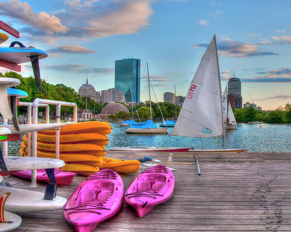 Sailing On The Charles River Poster featuring the photograph Kayaking on the Charles River - Boston #3 by Joann Vitali