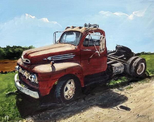 Ford Truck Poster featuring the painting Semi-Retired by William Brody