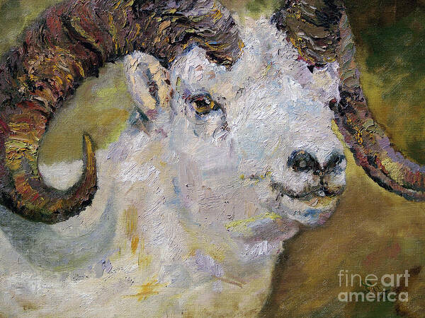 Animals Poster featuring the painting Dall Sheep Ram by Ginette Callaway