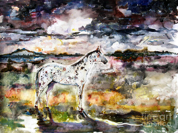 Horses Poster featuring the painting Appaloosa Spirit Horse by Ginette Callaway