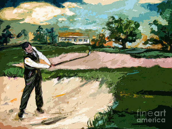 Golf Poster featuring the painting Augusta National Bobby Jones Vintage Golf by Ginette Callaway