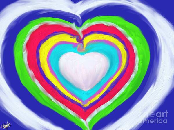 Heart Paintings Poster featuring the painting Love Surrounds Love Surrounds Love by Roxy Riou
