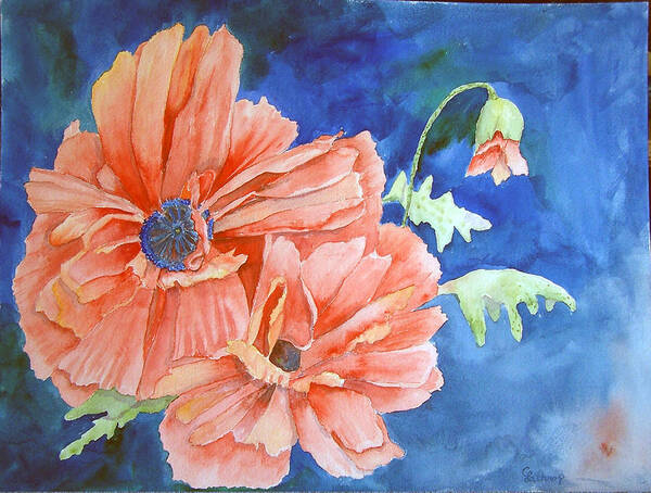 Floral Poster featuring the painting Poppies by Christine Lathrop
