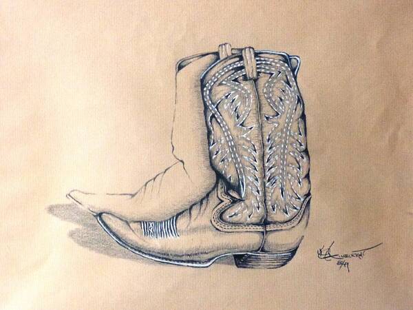 Cowboy Boots Poster featuring the drawing The Boot by Kem Himelright