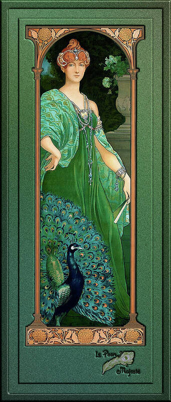 The Majestic Peacock Poster featuring the painting The Majestic Peacock by Elisabeth Sonrel by Rolando Burbon