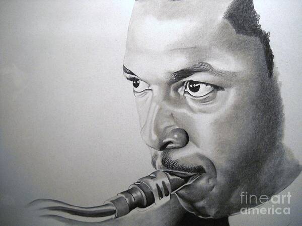 John Coltrane Poster featuring the drawing Coltrane by Sonya Walker