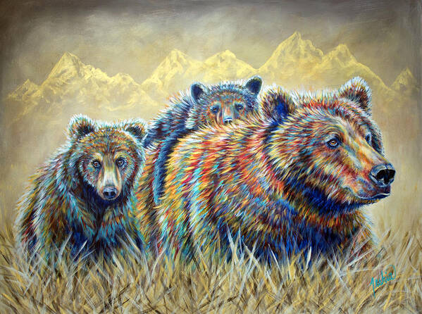Bear Poster featuring the painting Double Trouble by Teshia Art