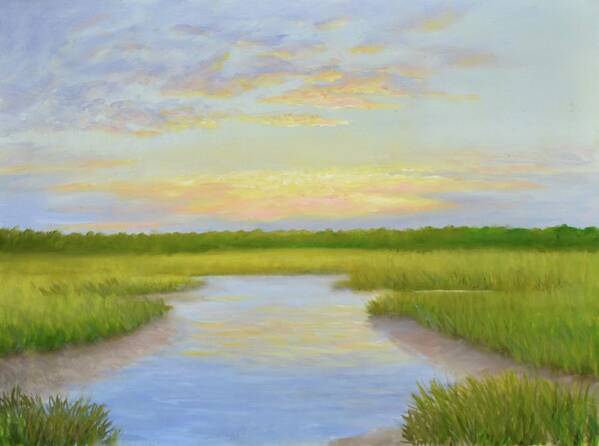Late Afternoon Sky Over Marsh Poster featuring the painting Pawleys Creek II by Audrey McLeod