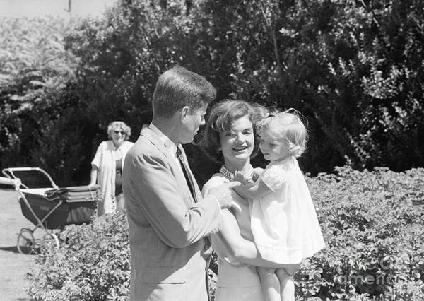 President Poster featuring the photograph John F. Kennedy Jacqueline and Caroline by The Harrington Collection